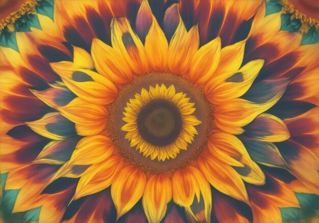 Foto un hermoso fondo de girasoles generado por la ia