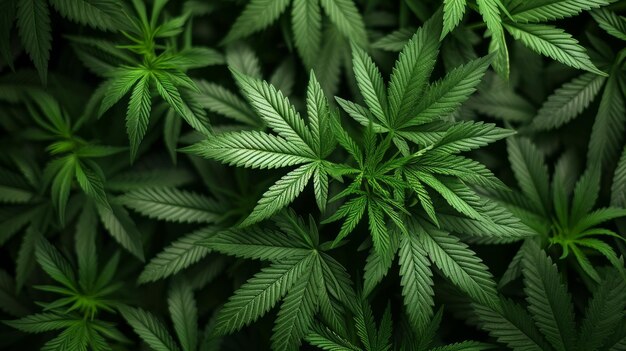 Foto hermoso fondo de hojas de marihuana
