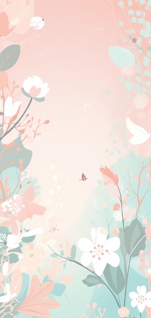 Hermoso fondo de ilustración floral pastel fondo de pantalla vertical Generative Ai