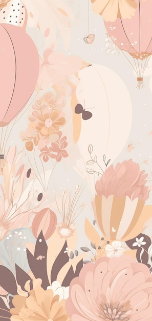 Hermoso fondo de ilustración floral pastel fondo de pantalla vertical Generative Ai