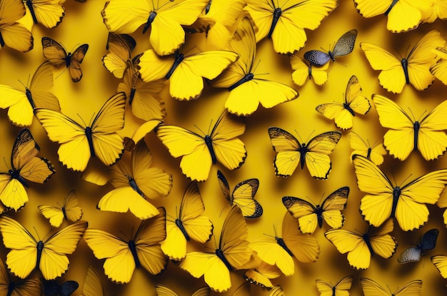 Hermoso fondo de mariposas amarillas tropicales