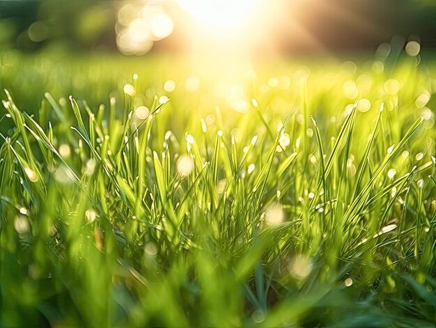 Un hermoso fondo natural de hierba verde y sol