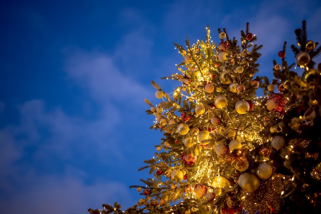 Hermoso fondo de navidad con lugar para copia espacio vista inferior de una hermosa navidad alta