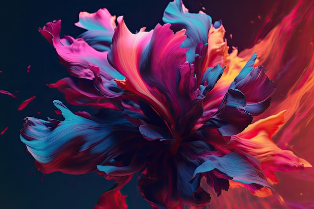 Hermoso fondo de pantalla de flores de flores ilustradas digitalmente AI generativa