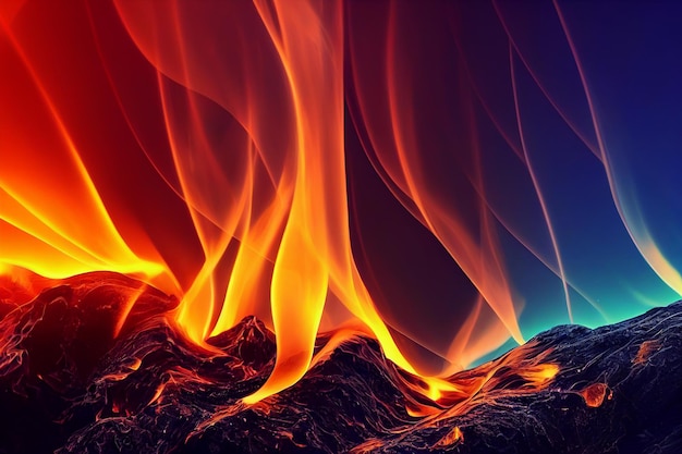 Hermoso fondo de pantalla de fuego renderizado 3D