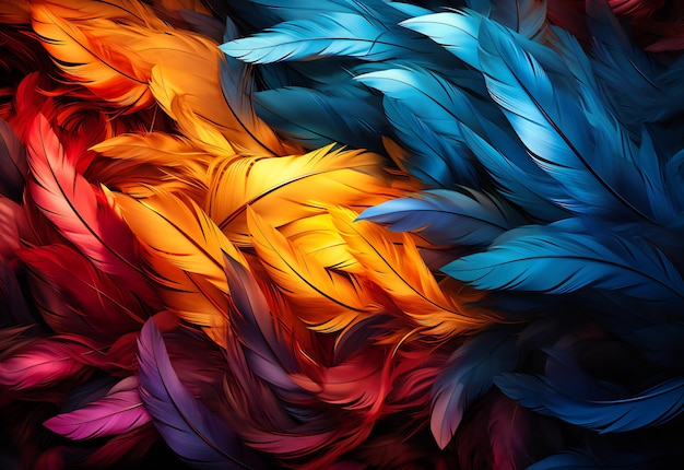 un hermoso fondo de pantalla de plumas azules y amarillas