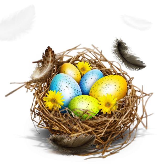 Un hermoso fondo de Pascua con coloridos huevos de Pascua