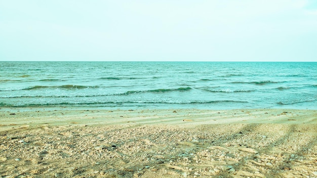 Hermoso fondo de playa de arena clara y rocas