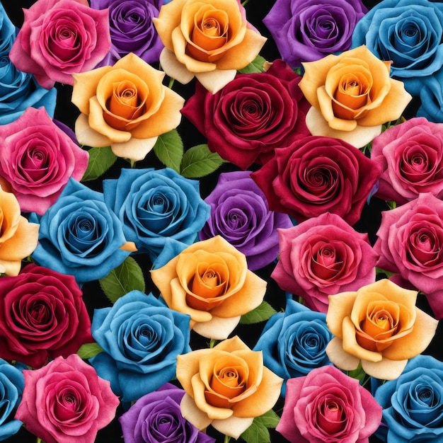 Hermoso fondo con rosas de colores dispuestas como un ramo