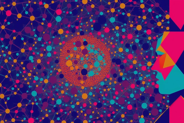 Un hermoso fondo sinfónico abstracto Un caleidoscopio de formas y figuras vibrantes Espacio de copia IA generativa