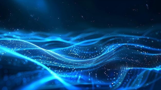 Hermoso fondo de tecnología de onda abstracta con concepto corporativo de efecto digital de luz azul