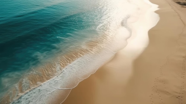 Hermoso fondo de vacaciones de vacaciones de verano natural Arial de arriba hacia abajo ondas de agua azul Ai generado