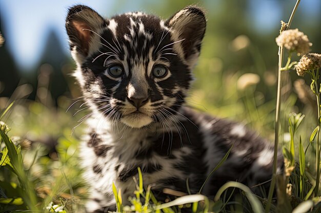 Un hermoso gato blanco y negro a la luz del sol