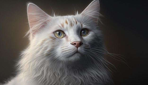 Hermoso gato blanco con ojos azules Arte generado por Ai