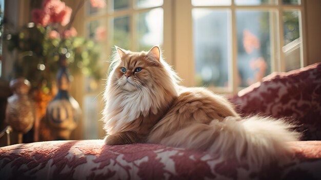 hermoso gato persa está en la habitación del gato