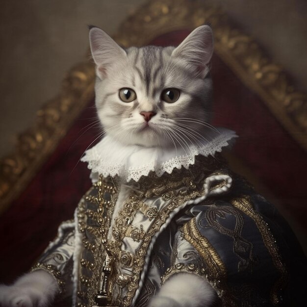 Foto hermoso gato de pie y usar un traje clásico