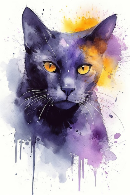 Hermoso gato pintura diseño gráficogenerativo ai