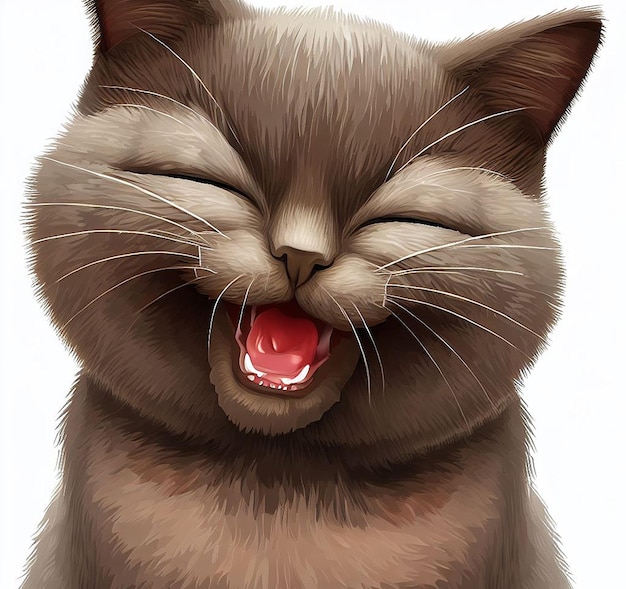 Hermoso gato riendo ilustración icono avatar emoji ai imagen idea concepto papel tapiz dibujo gatito