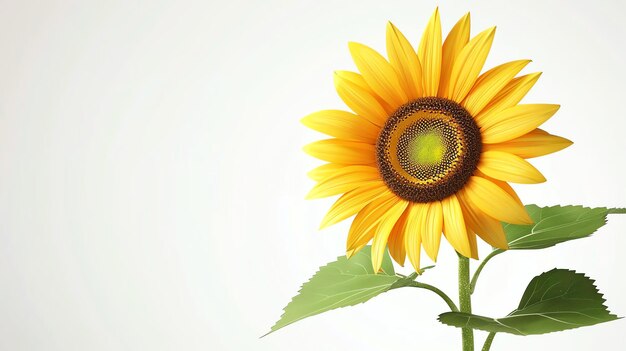 Foto un hermoso girasol aislado sobre un fondo blanco el girasol está en plena floración y tiene un color amarillo brillante