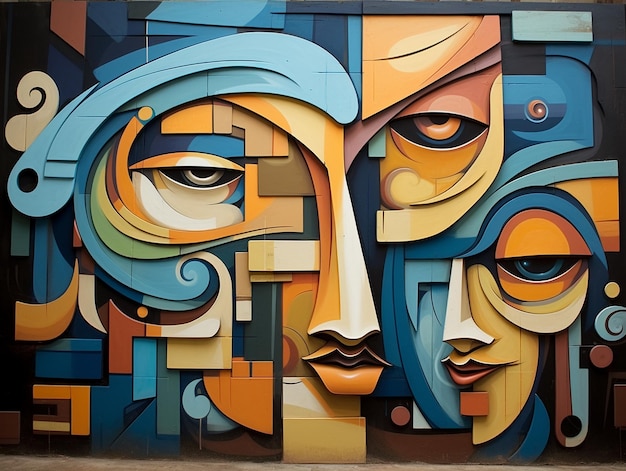 Hermoso graffiti cubismo