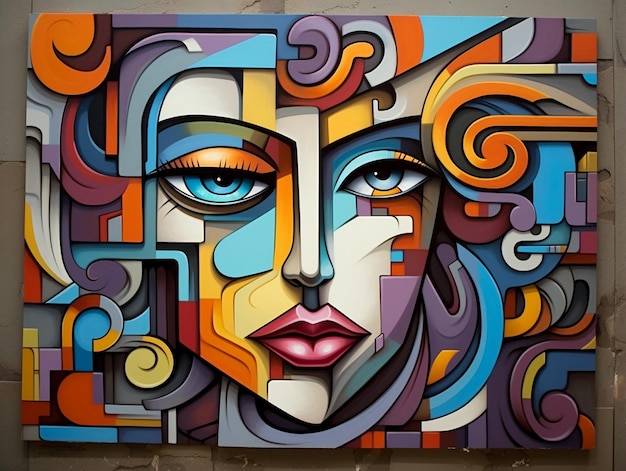 Hermoso graffiti cubismo