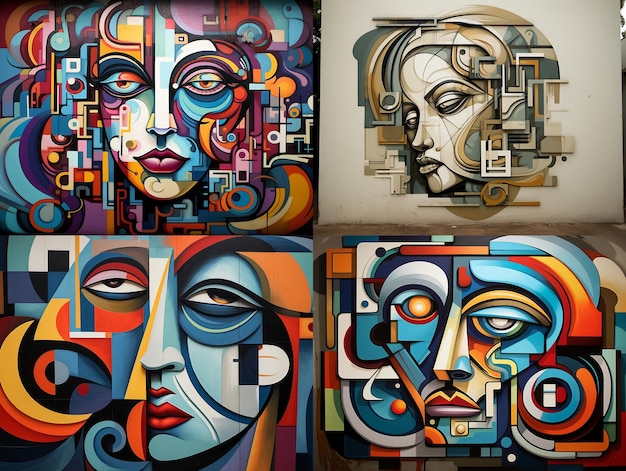 Hermoso graffiti cubismo