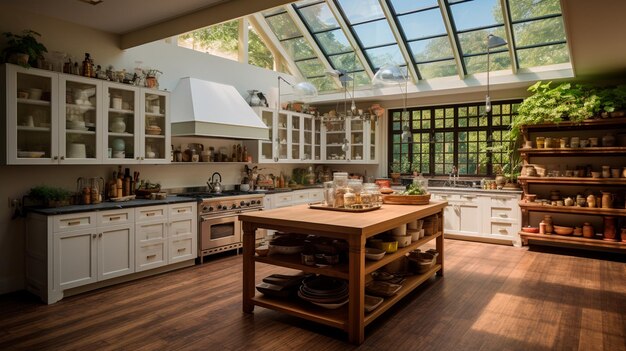 hermoso interior de una cocina de casa de lujo