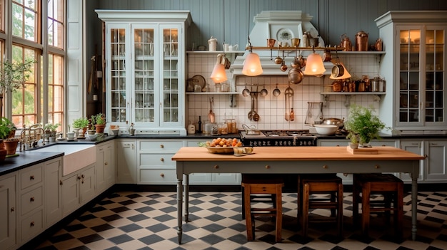 hermoso interior de una cocina de casa de lujo