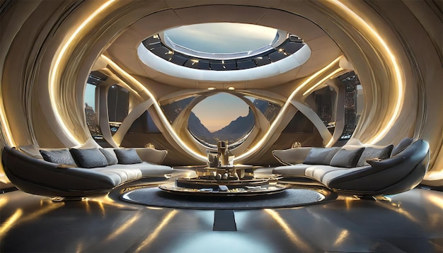 Foto hermoso interior futurista