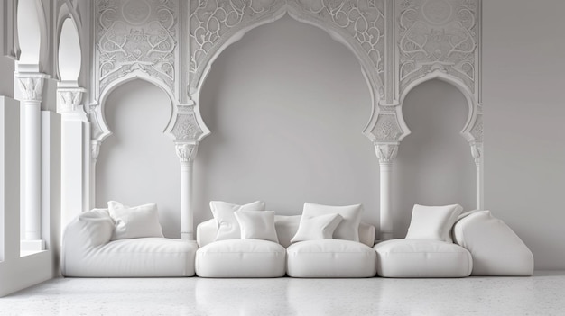hermoso interior oriental tradicional habitación de estilo marroquí arco y ventana hermoso generativo ai