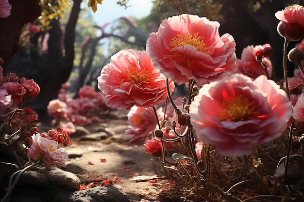 El hermoso jardín de flores