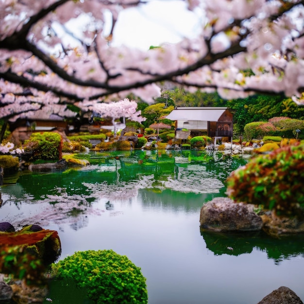 un hermoso jardín japonés