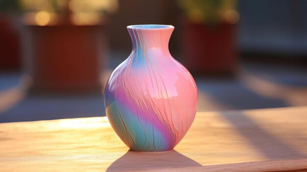 hermoso jarrón de cerámica con un ramo de flores de colores