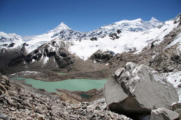 Hermoso lago verde en la montaña Cordilleras