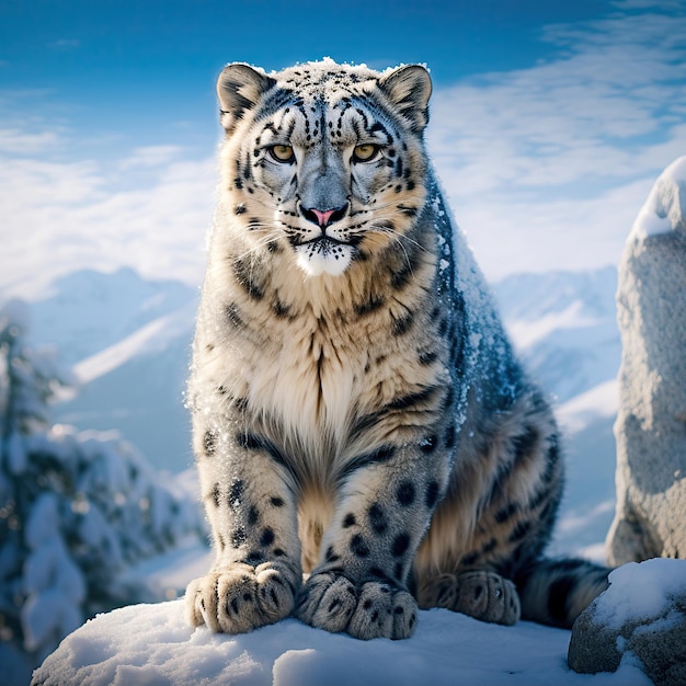 Hermoso leopardo de las nieves