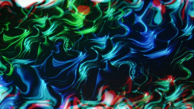 Hermoso líquido de fondo holográfico de humo aqua, púrpura, azul y verde animado, líquido holográfico de fondo. enrojecimiento 3d.