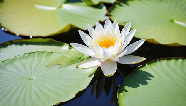 hermoso lirio de agua blanco o flor de loto en el estanque