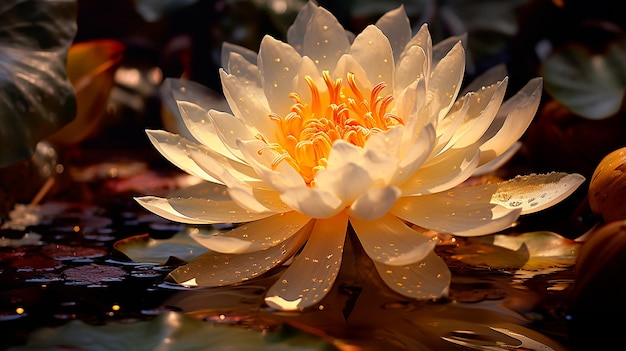 hermoso lirio de agua de loto con flores de loto