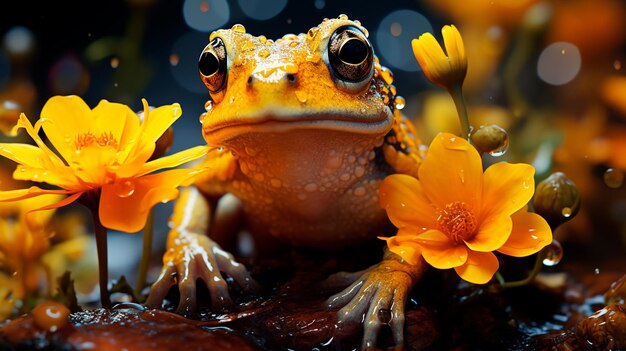 Foto hermoso lirio naranja en el agua