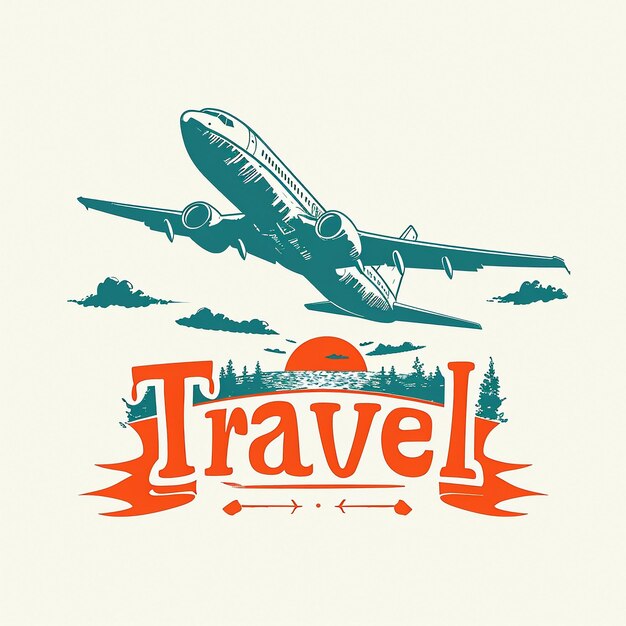 Foto un hermoso logotipo de viaje con un avión