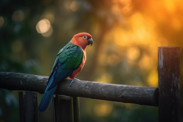 Un hermoso loro colorido está sentado en una rama