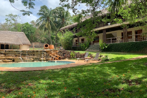 Hermoso lugar natural pintoresco en un parque tropical vacaciones en hotel ecológico en el bosque viajes de verano al aire libre