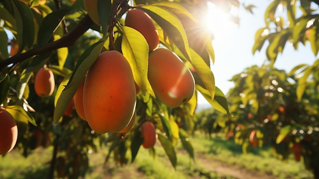 Un hermoso mango en una plantación de huertos