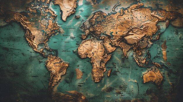 Foto un hermoso mapa del mundo con un diseño único y cautivador