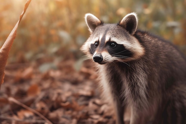 Hermoso mapache en la naturaleza Creado con tecnología de IA generativa