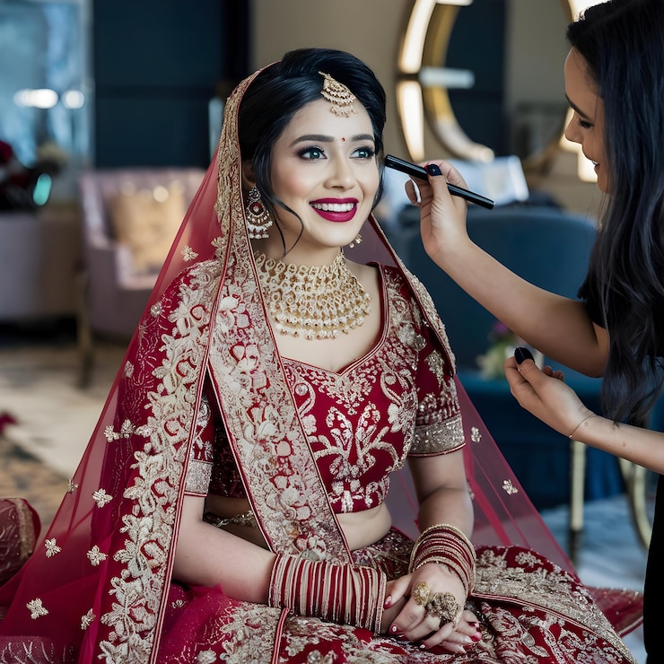 El hermoso maquillaje de la foto de la novia india