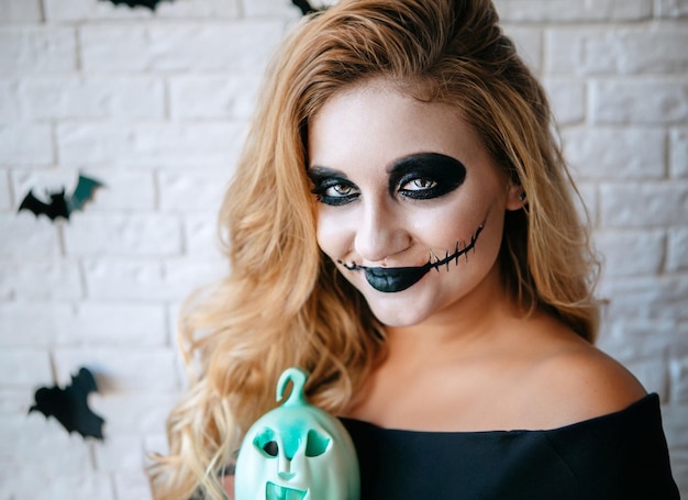 Foto hermoso maquillaje de halloween