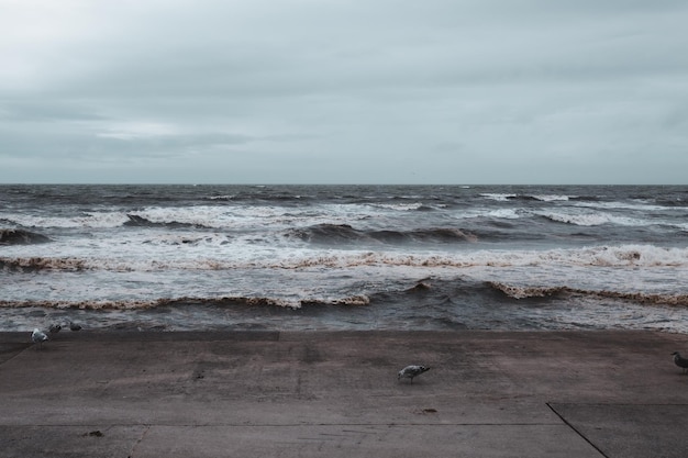 Hermoso mar en un día nublado