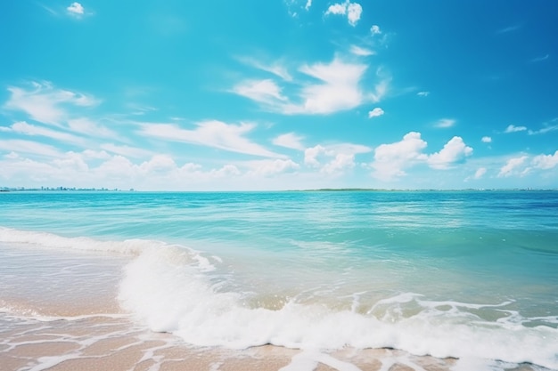 hermoso mar y océano con nubes en el cielo azul