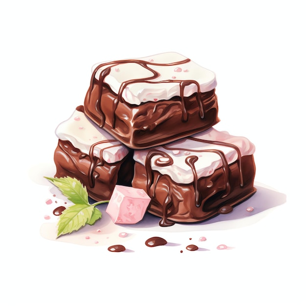 hermoso marshmallow cubierto de chocolate sabroso postre ilustración de clipart